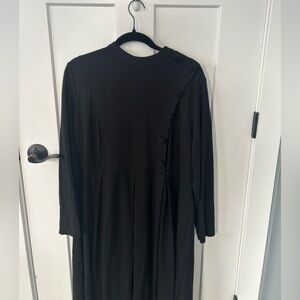 Eloquii Black Long Sleeve Dress with Button Accents